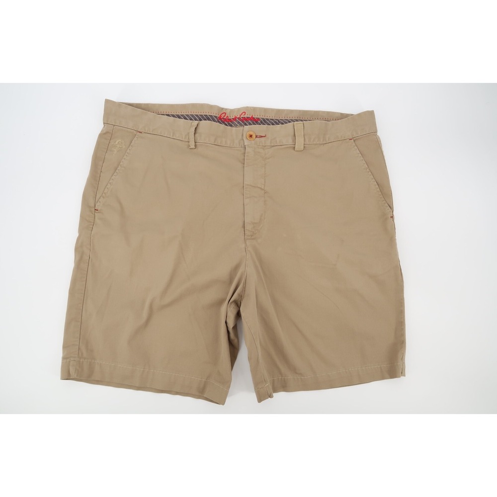 Robert Graham Men's Khaki Woven‎ Chino Shorts Flat Front Size 40
